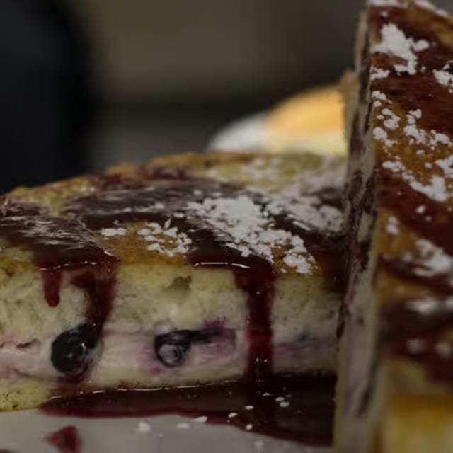 Huckleberry Stuffed French Toast.