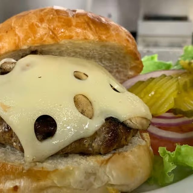 Mushroom Swiss Burger.